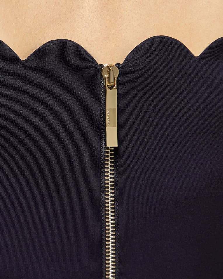 Product gallery image number 4 for product Robe patineuse à col Bardot festonné Fellama - Femme