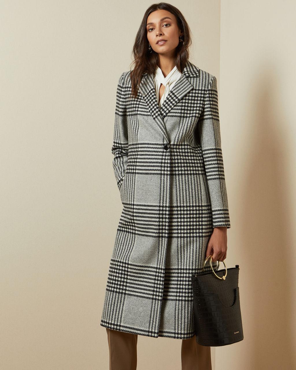 Product gallery image number 4 for product Celinna Check Straight Coat - Women's