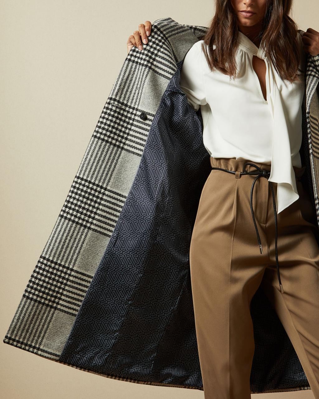 Product gallery image number 3 for product Celinna Check Straight Coat - Women's