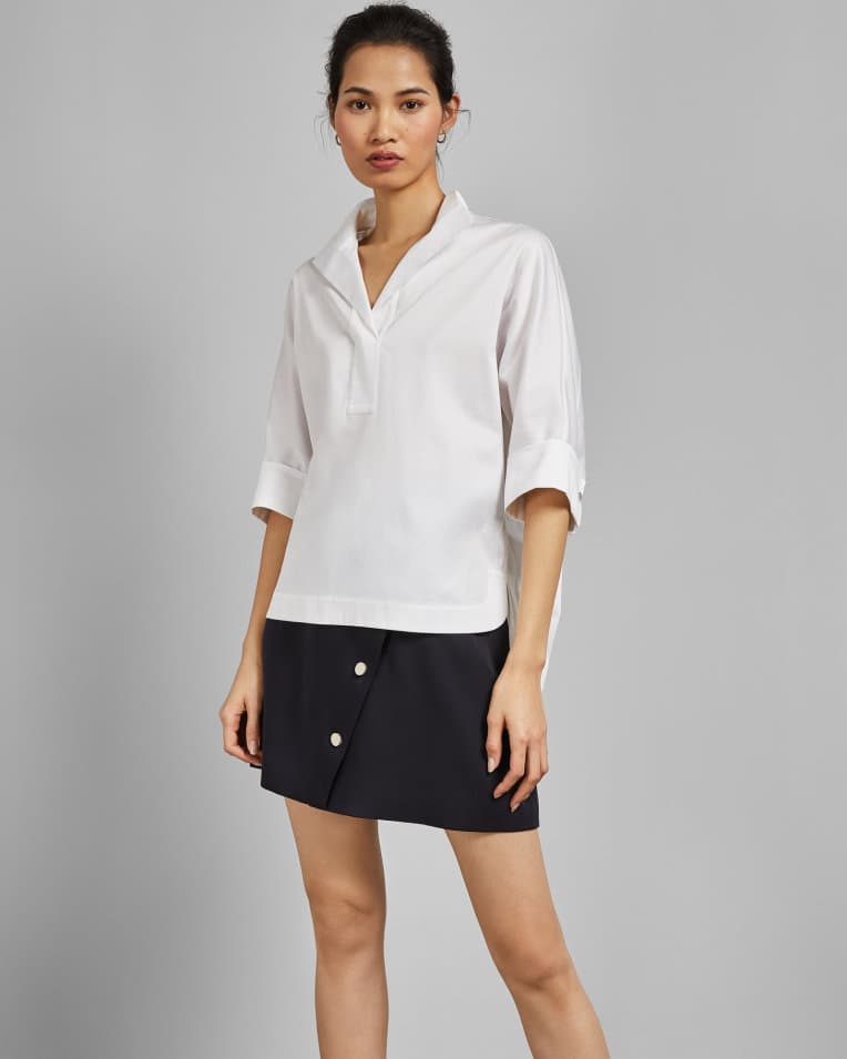 Product gallery image number 2 for product Avereye wide neck cotton batwing blouse - Women's