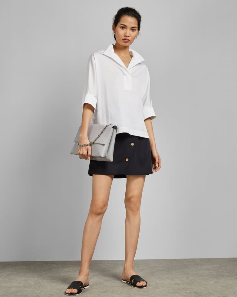 Product gallery image number 3 for product Avereye wide neck cotton batwing blouse - Women's