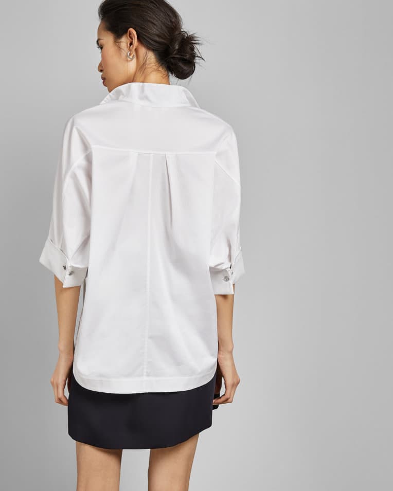 Product gallery image number 4 for product Avereye wide neck cotton batwing blouse - Women's