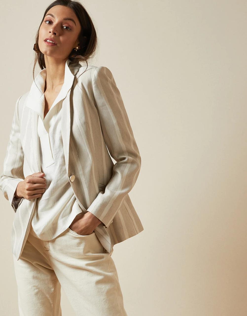 Product gallery image number 4 for product Samika Striped Linen Jacket - Women's