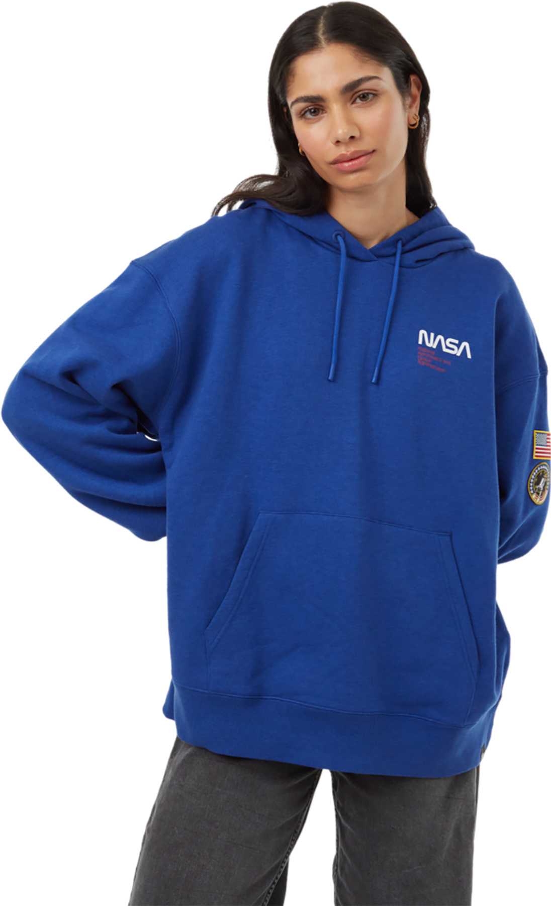 Image de produit pour Chandail à capuchon surdimensionné graphique Shuttle Patch - Femme