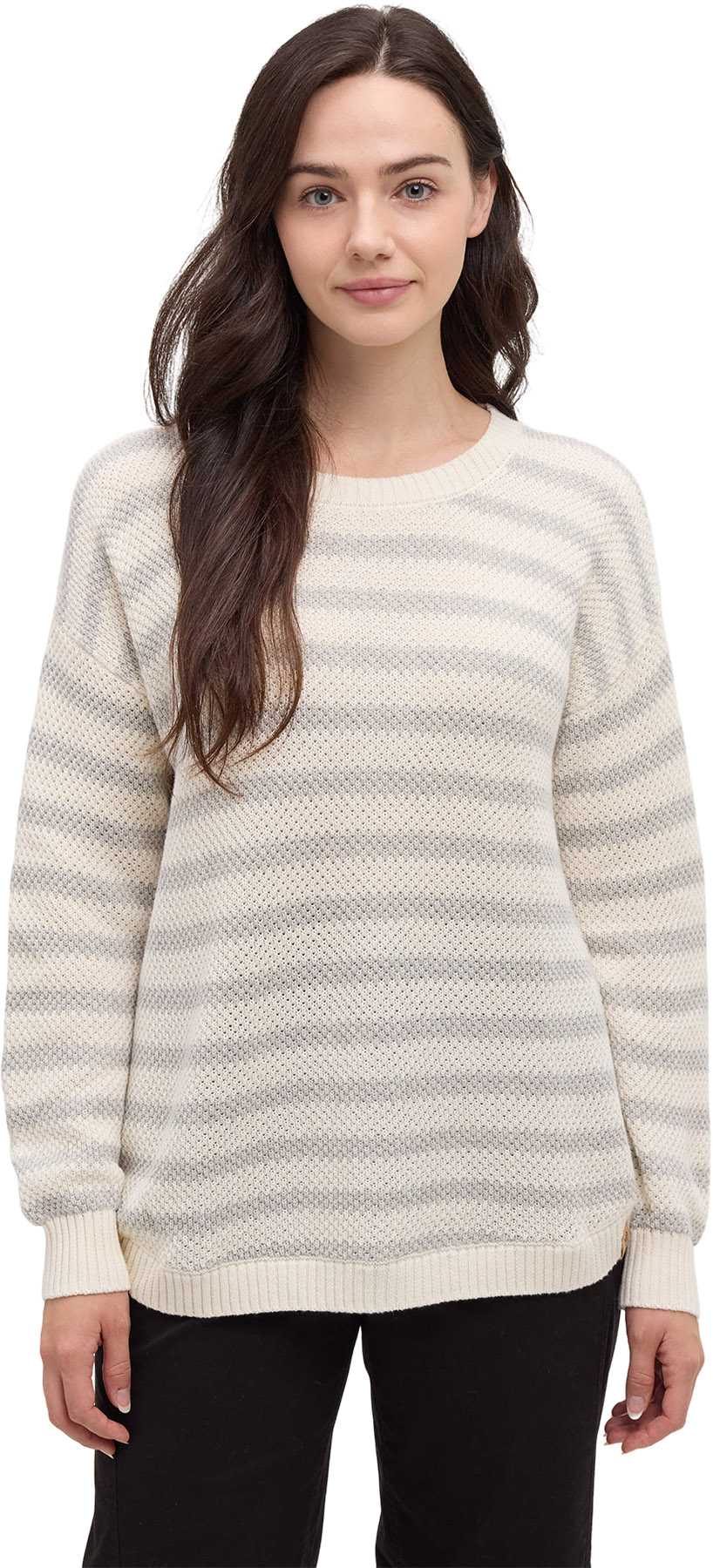 Cotton White - Light Grey Heather Linear Stripe
