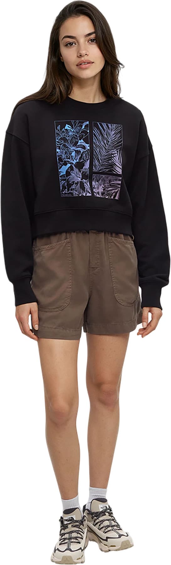 Product gallery image number 2 for product Framed Haitian Blooms Oversized Crop Crew - Women's