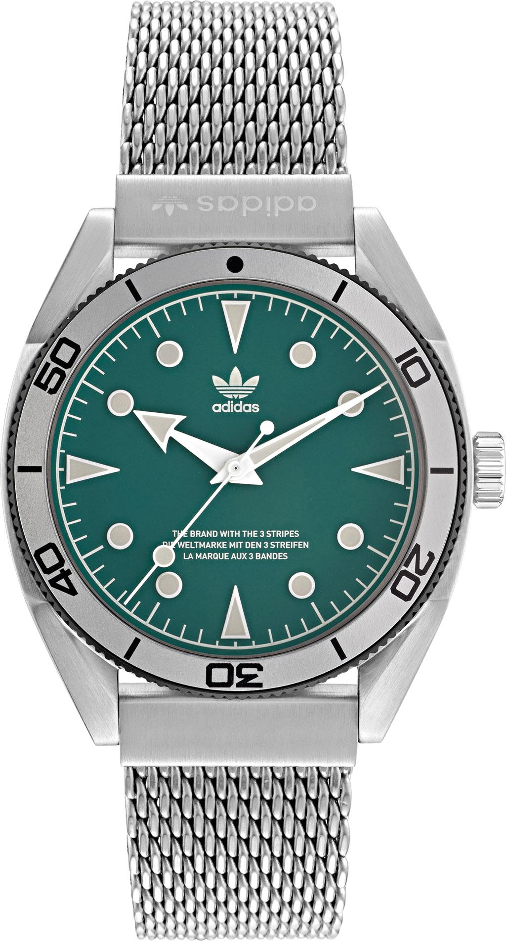 Product gallery image number 1 for product Adidas Watch with Green Dial and Black Mesh Bracelet 
