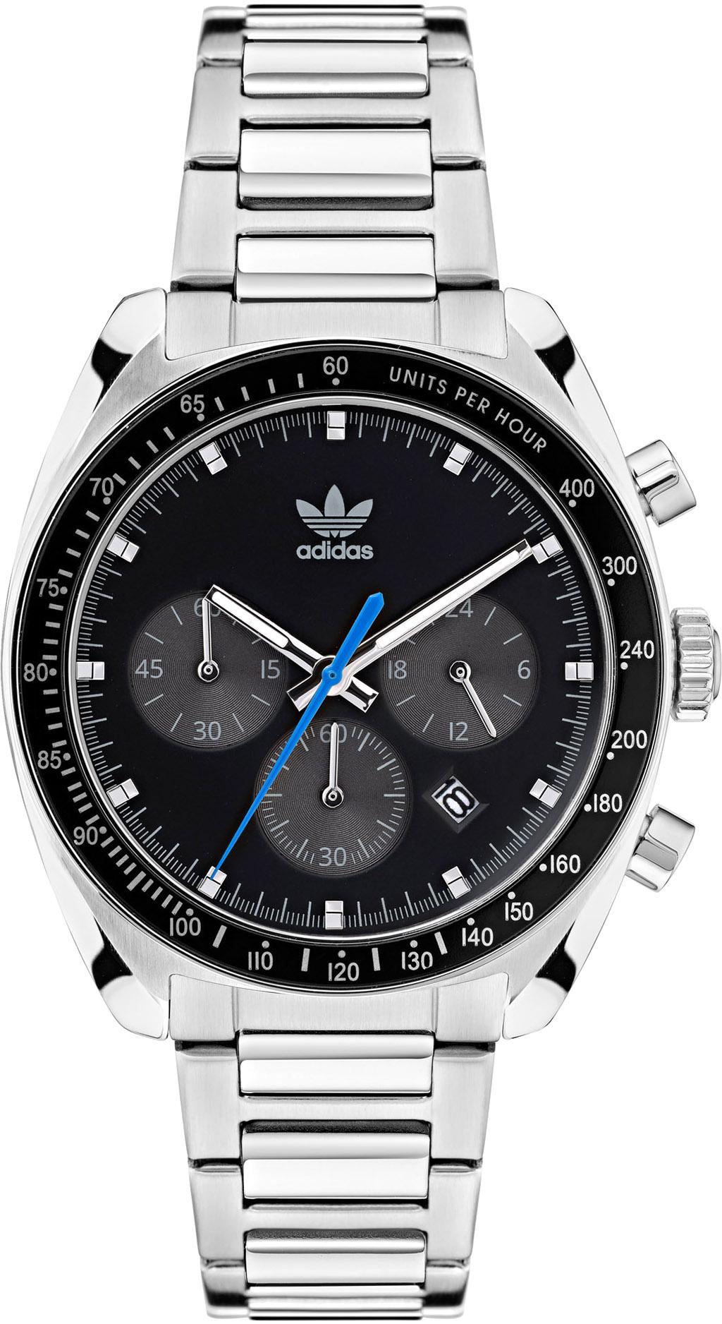Product gallery image number 1 for product Montre Adidas Originals Chrono avec cadran noir et bracelet en acier inoxydable