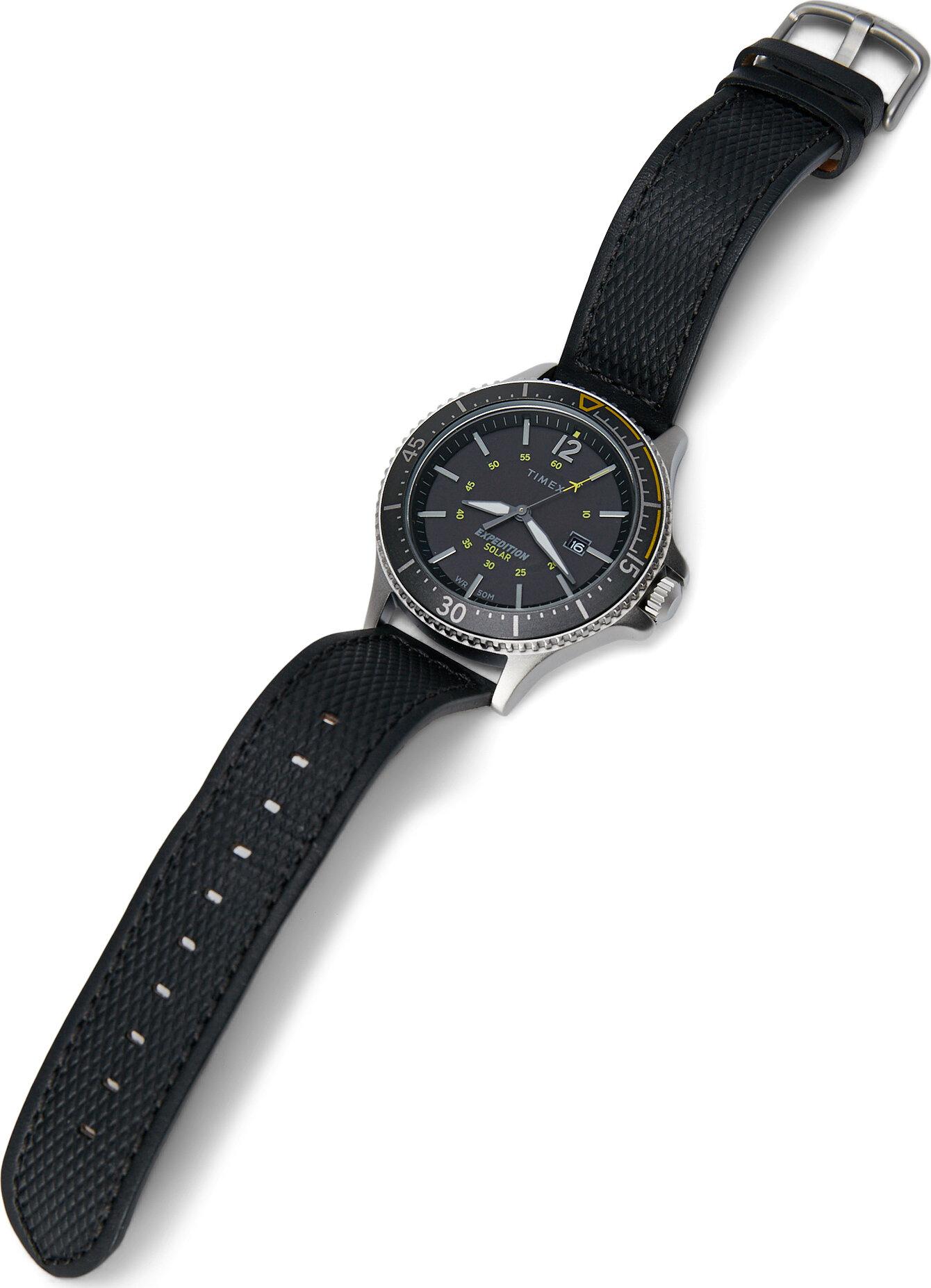 Product gallery image number 1 for product Expedition Gallatin Solar 43mm Watch - Leather Strap - Black/Silver-Tone/Black