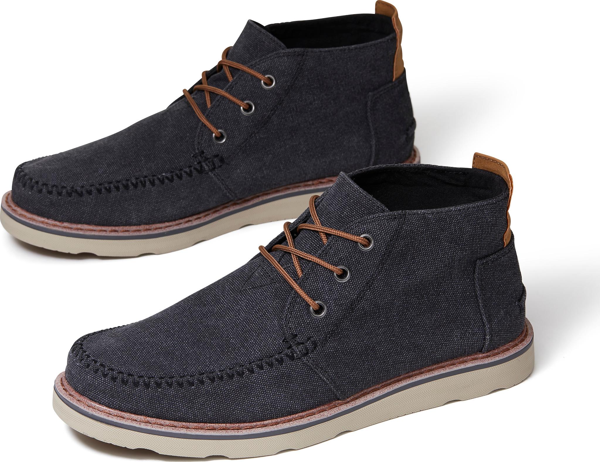 Product gallery image number 3 for product Black Washed Canvas Chukka Boots - Men's