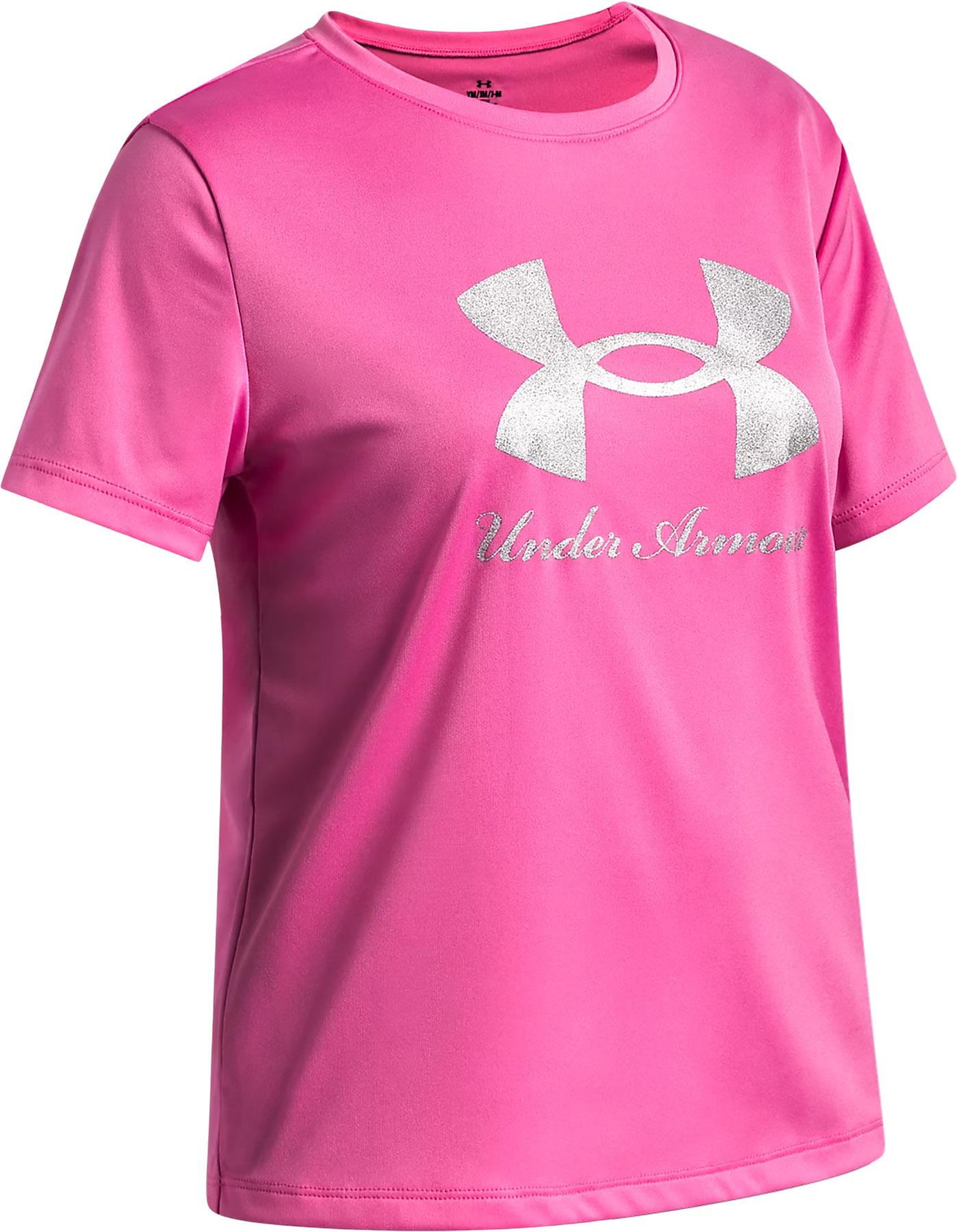 Product gallery image number 3 for product UA Tech Big Logo Shimmer Short Sleeve Graphic T-Shirt - Girls