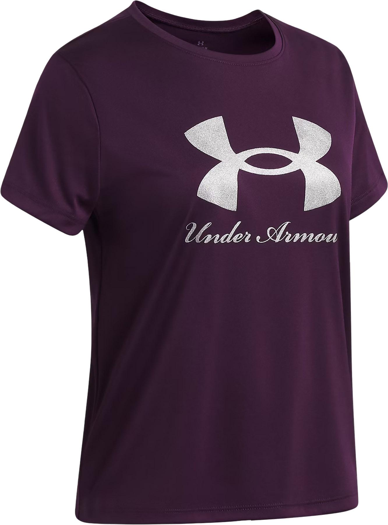 Product gallery image number 3 for product UA Tech Big Logo Shimmer Short Sleeve Graphic T-Shirt - Girls