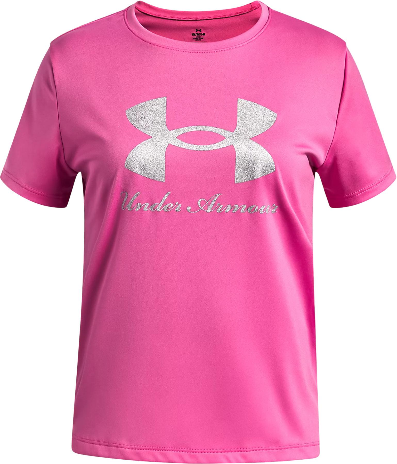 Product image for UA Tech Big Logo Shimmer Short Sleeve Graphic T-Shirt - Girls
