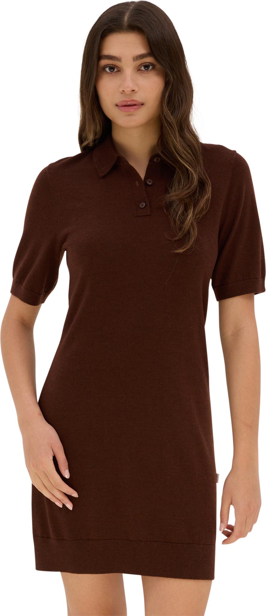 Numéro de l'image de la galerie de produits 4 pour le produit Robe polo légère à manches courtes en laine mérinos Shatin - Femme