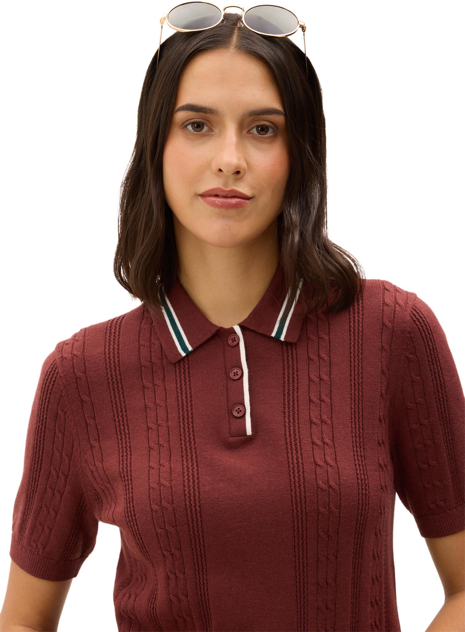 Product gallery image number 4 for product Valerenga Open-Knit Short Sleeve Cropped Polo - Women's
