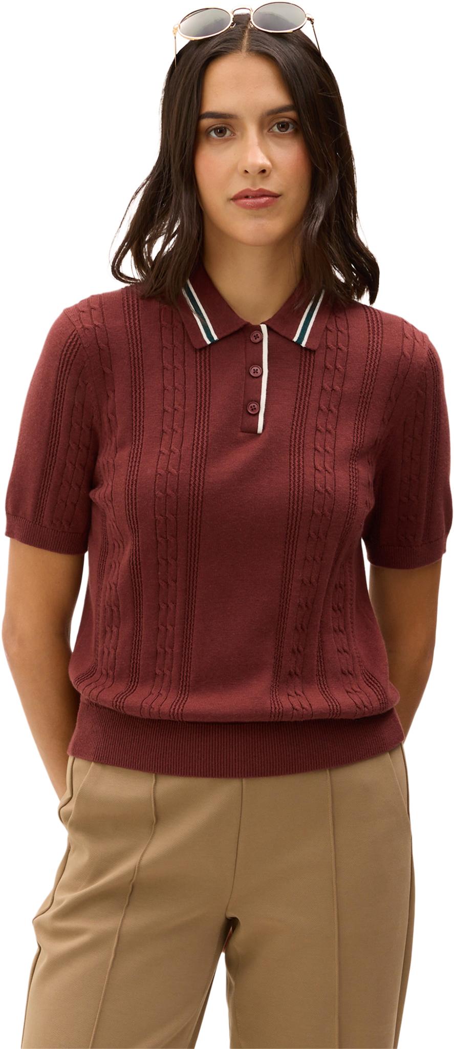 Product gallery image number 5 for product Valerenga Open-Knit Short Sleeve Cropped Polo - Women's