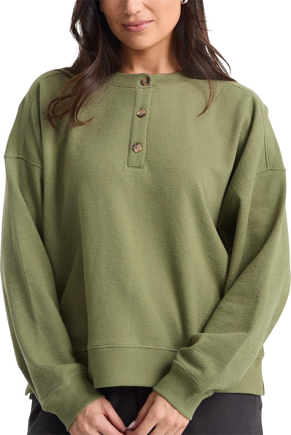 Product gallery image number 3 for product Chandail à col boutonné en molleton Lived In - Femme