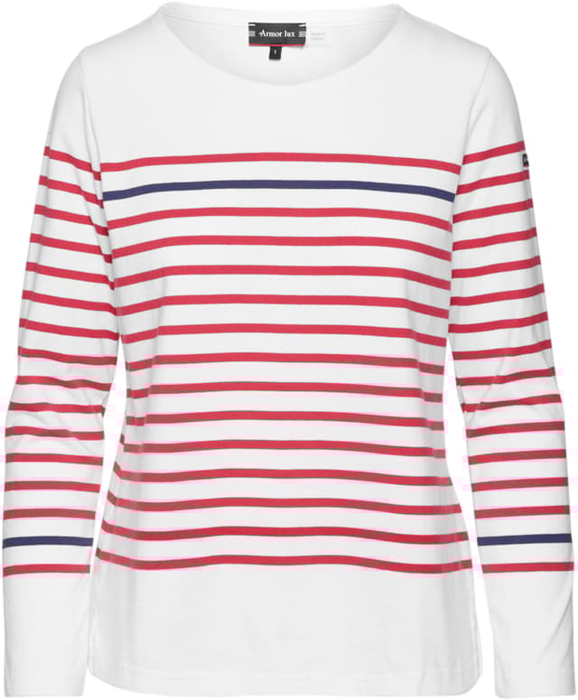 【SAINT JAMES】Vaujany U Long Sleeve T-Shirt Women's Striped Long Sleeve T-Shirt with Heart Elbow Patches