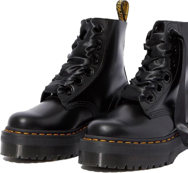靴 Dr. Martens MOLLY 6EYE BOOT(GUNL) Dr. Martens Molly Leather Platform Boots - Women's | The
