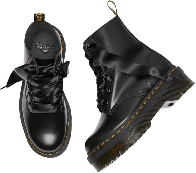 靴 Dr. Martens MOLLY 6EYE BOOT(GUNL) Dr. Martens Women's Amphibians Combat Boot, Black Buttero