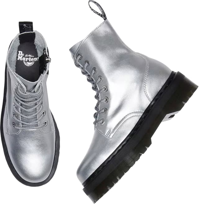 Dr. Martens Jadon SILVER シルバー Dr. Martens Jadon Metallic Leather Platform Boots - Unisex | The