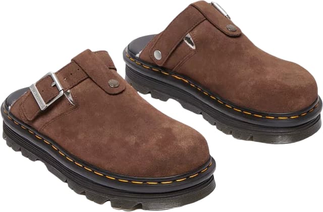 Dr. Martens Zebzag Suede Fleece-Lined Platform Mules - Unisex