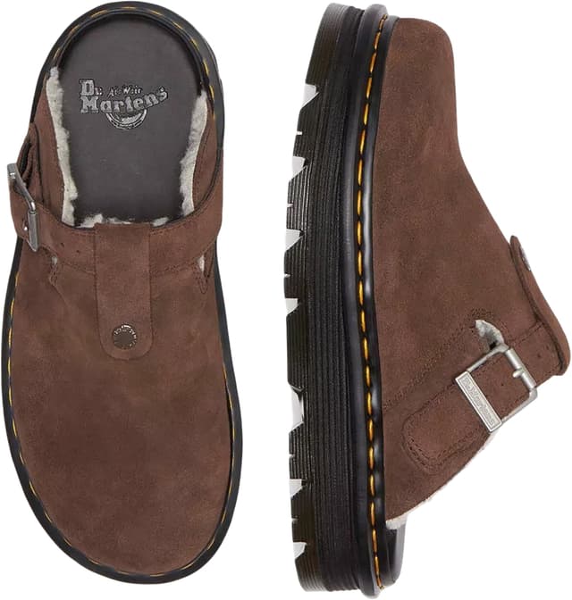 Dr. Martens Zebzag Suede Fleece-Lined Platform Mules - Unisex