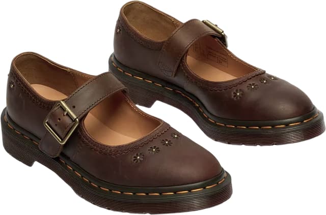 Dr. Martens Flower Crazy Horse Leather Mary Jane Shoes - Women's