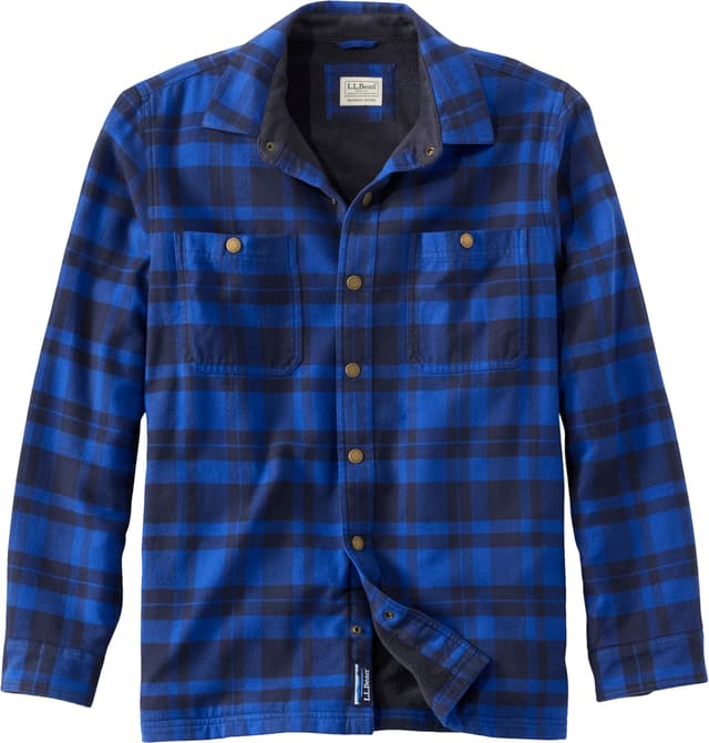 L.L. Bean Fleece-Lined Snap Front Slightly Fitted Flannel Shirt