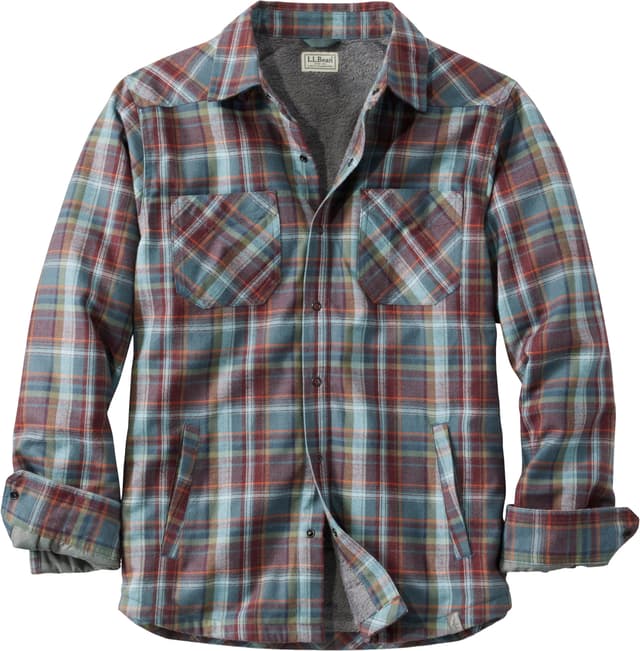 L.L. Bean Katahdin Performance Hi-Pile Fleece-Lined Plaid Flannel