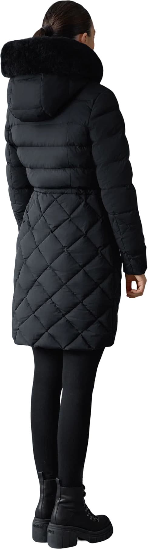 Mackage Xena-SH Diamond Quilted Down Coat with Fur Hood - Women's