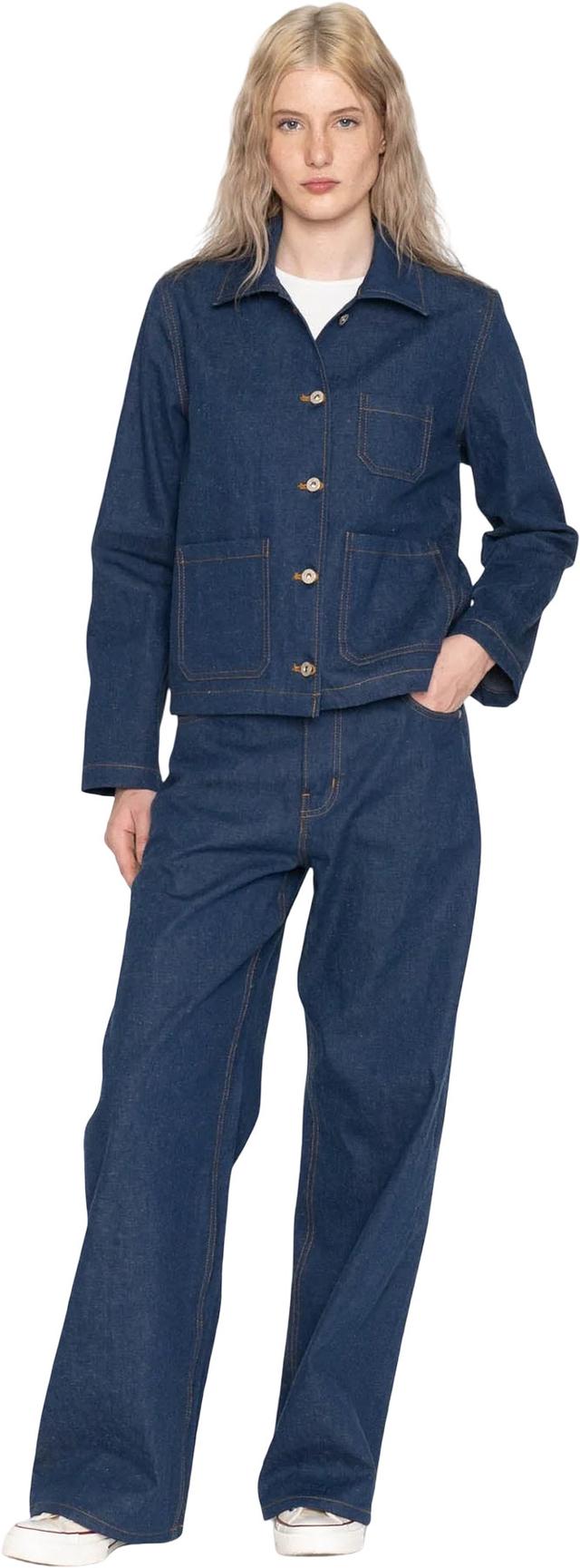 Naked & Famous Gracie Chore Coat - 2x1 Dungaree Nep Denim - Mid