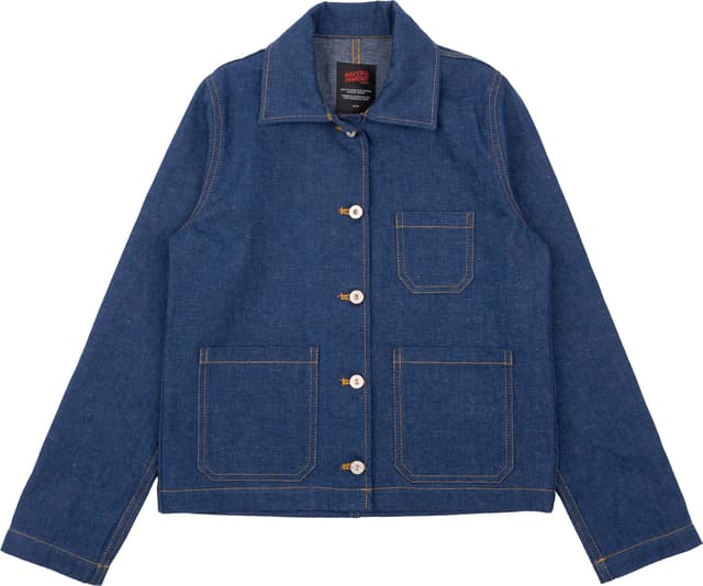 Naked & Famous Gracie Chore Coat - 2x1 Dungaree Nep Denim - Mid
