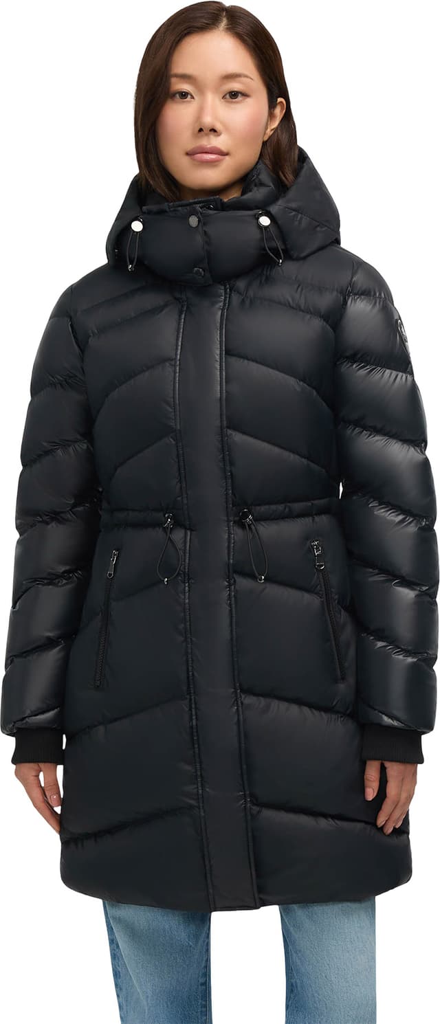 Pajar Nuray Mixed Media Color Block Puffer Jacket with Fixed Hood