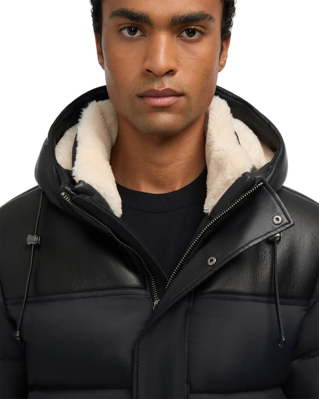 Pajar Wolf Mix Media Faux Shearling Puffer Parka with Fixed Hood