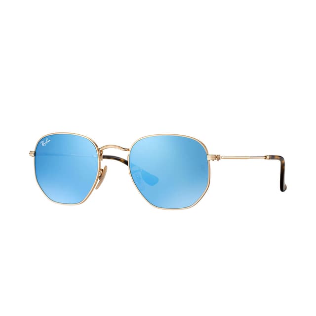 Ray-Ban Hexagonal Flat Lenses - Gold Frame - Light Blue Gradient