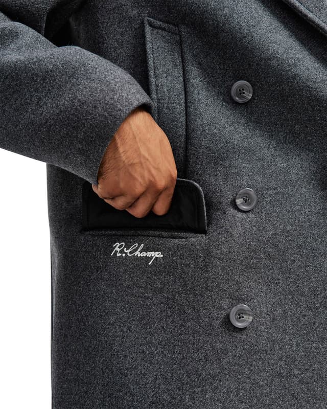 REIGNING CHAMP レイニングチャンプ 24AW MELTON WOOL COLISEUM JACKET ボイルドメリノウール スタジャン 24011071034630 M グレー スタジアムジャンパー 定価97,900円 バーシティジャケット アウター【中古】【REIGNING CHAMP】 Reigning Champ Melton Wool Polo Coat - Men's | Altitude Sports