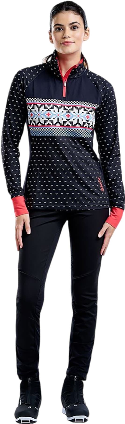 Haut De Sport Femme IWoo - Manches Longues Avec Trous Pour Pouces Et Fermeture 1/4 - Polyester-élasthanne - Randonnée, Running, Fitness